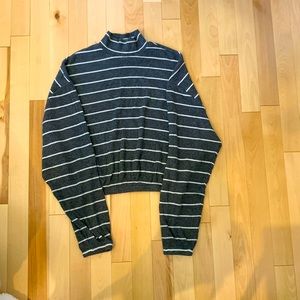 Turtleneck Stripped Long Sleeve Shrt